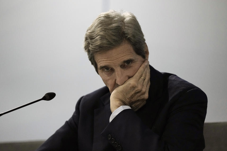 U.S. Special Presidential Envoy for Climate John Kerry attends a session on the Global Methane Pledge at the COP27 U.N. Climate Summit, Thursday, Nov. 17, 2022, in Sharm el-Sheikh, Egypt. (AP Photo/Nariman El-Mofty)