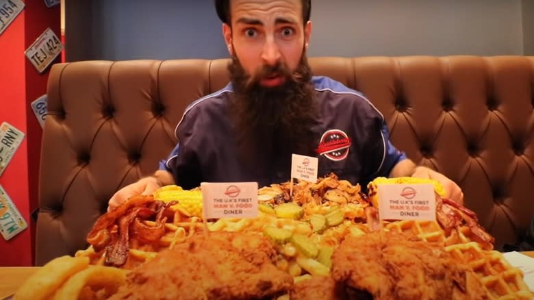 Adam Moran, Beard Meats Food, at the No Clucking Chance Challenge at Huckleberry's American Diner in Darlington, United Kingdom 