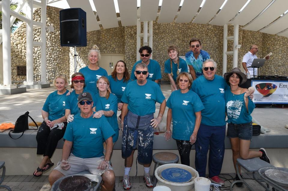 Dedicated potters at the Empty Bowls fundraiser Saturday, Jan. 21, 2023 in Cambier Park in Naples. Proceeds go to support the needy in the community.