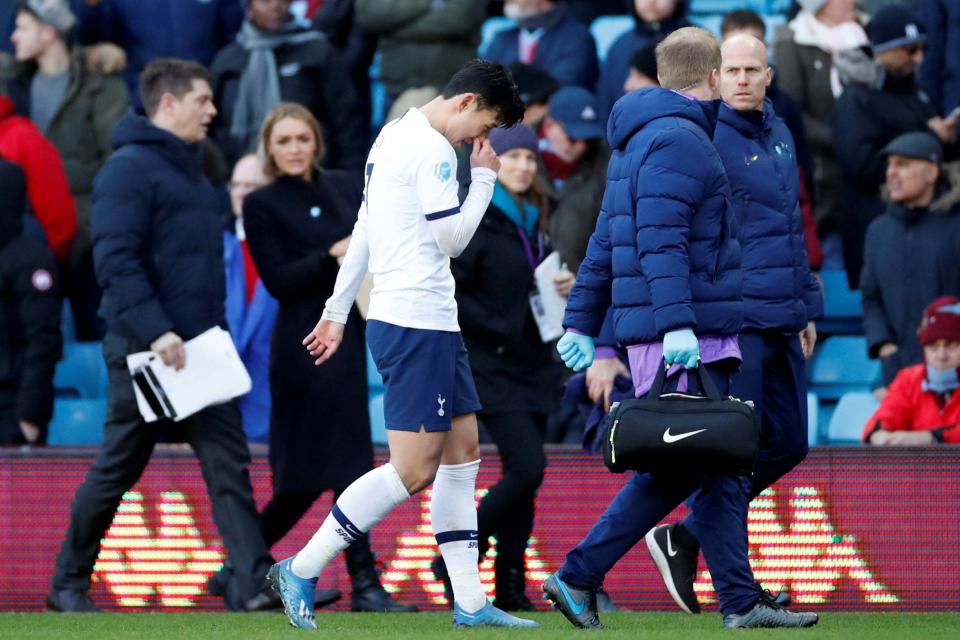 Son fractured his arm against Aston Villa in February  Photo: Action Images via Reuters