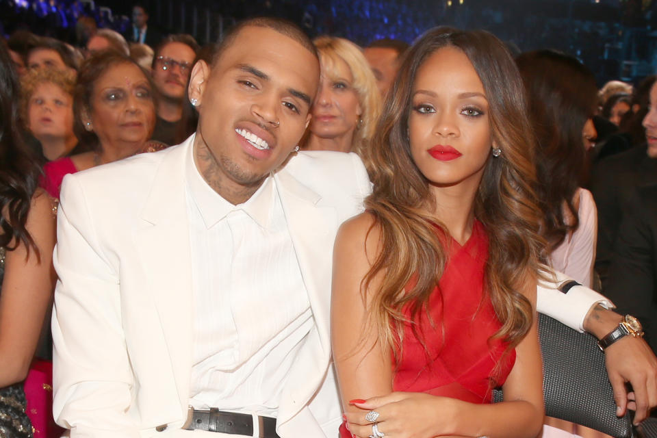 LOS ANGELES, CA - FEBRUARY 10:  Singers Chris Brown (L) and Rihanna attend the 55th Annual GRAMMY Awards at STAPLES Center on February 10, 2013 in Los Angeles, California.  (Photo by Christopher Polk/Getty Images for NARAS)