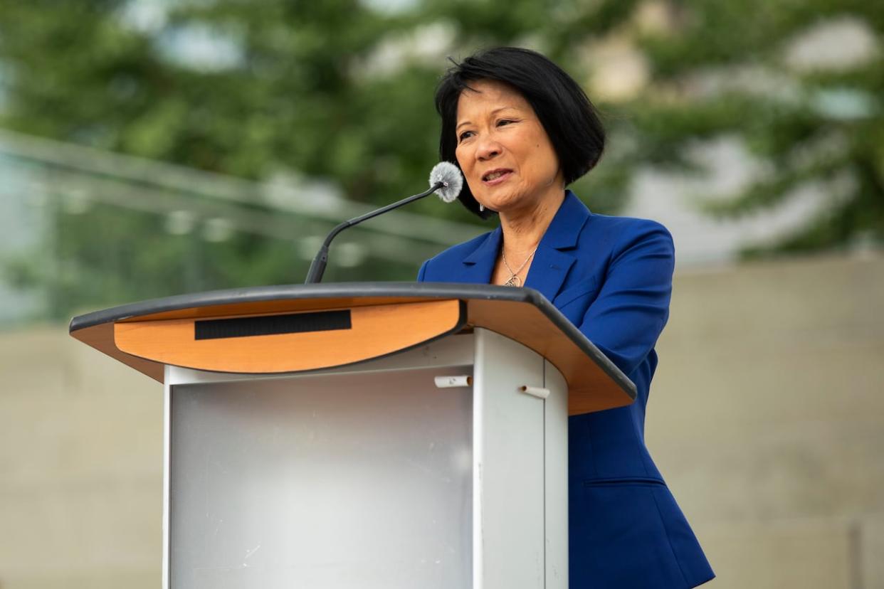 Toronto Mayor Olivia Chow, pictured here earlier in September, says it is important for her to continue her quest to obtain more funding for Toronto.  (Michael Wilson/CBC - image credit)