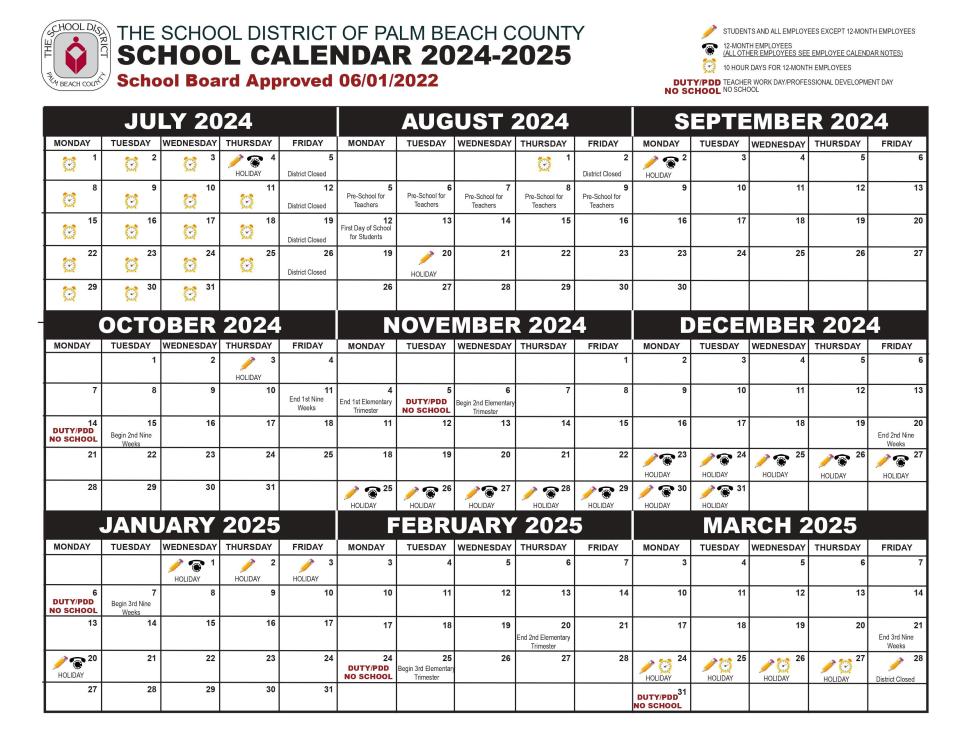 Mark your calendars! Palm Beach County schools calendar released for