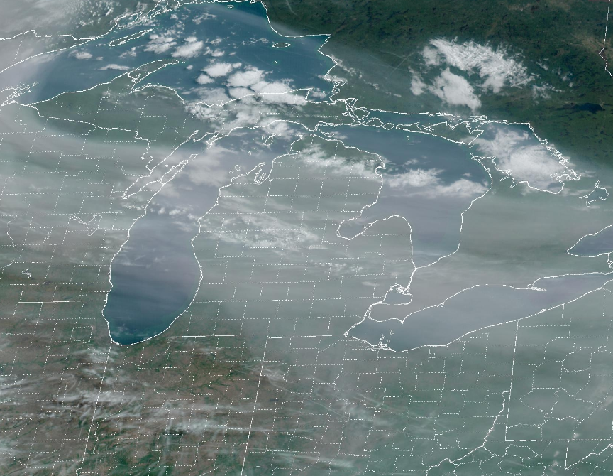 Wildfires in Alberta, Canada brings high altitude smoke overhead to southeastern Michigan skies.