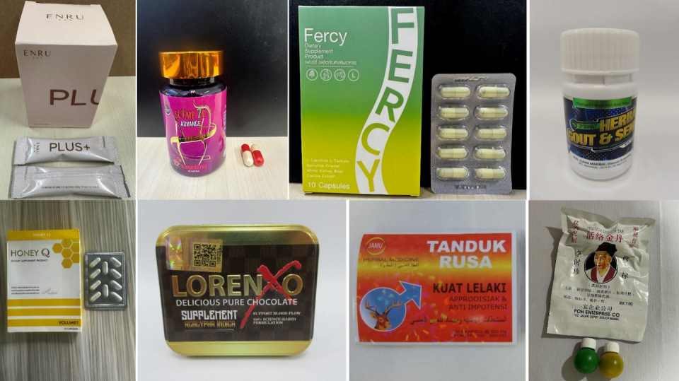 Some of over 12,000 illegal health product listings removed last year by the Health Sciences Authority (Photos: HSA)