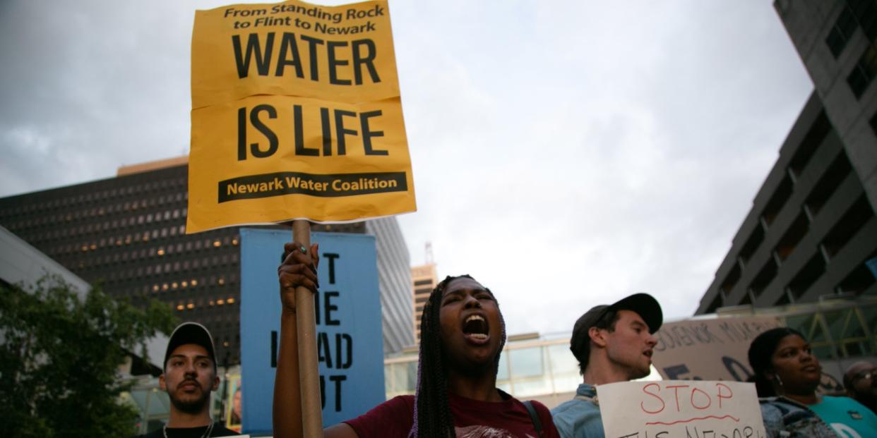 drinking water newark new jersey protest