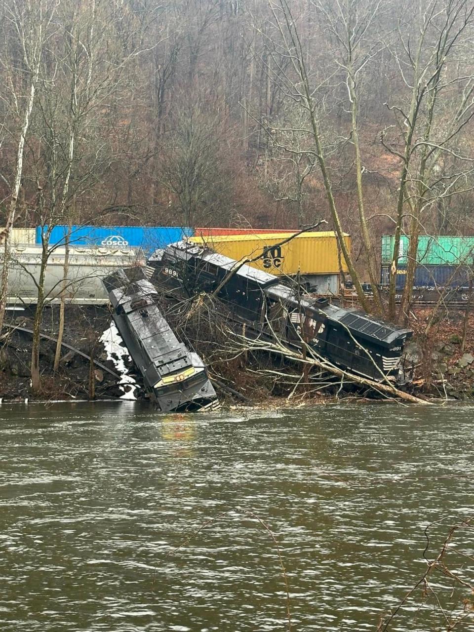 PHOTO: A freight train has derailed near Bethlehem, Penn. in the Lehigh Valley on Saturday morning, according to the local fire company Nancy Run Fire Company on their Facebook page. (Nancy Run Fire Company)