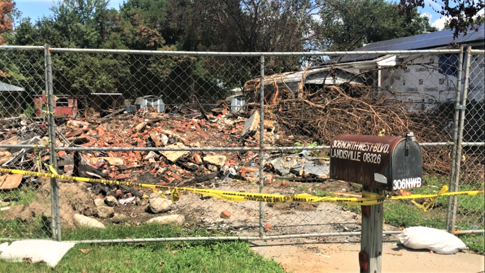 This debris is what remained Tuesday of a two-story, single-family house at 306 North West Boulevard in Buena Borough after an explosion and fire on August 3. Four bodies were recovered last week. PHOTO: August 15, 2023.