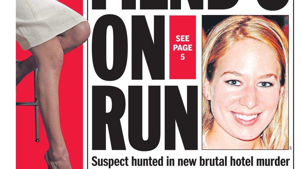 the front page of a newspaper features an photo of a smiling blonde woman with the headline natalee holloway shocker fiends on run