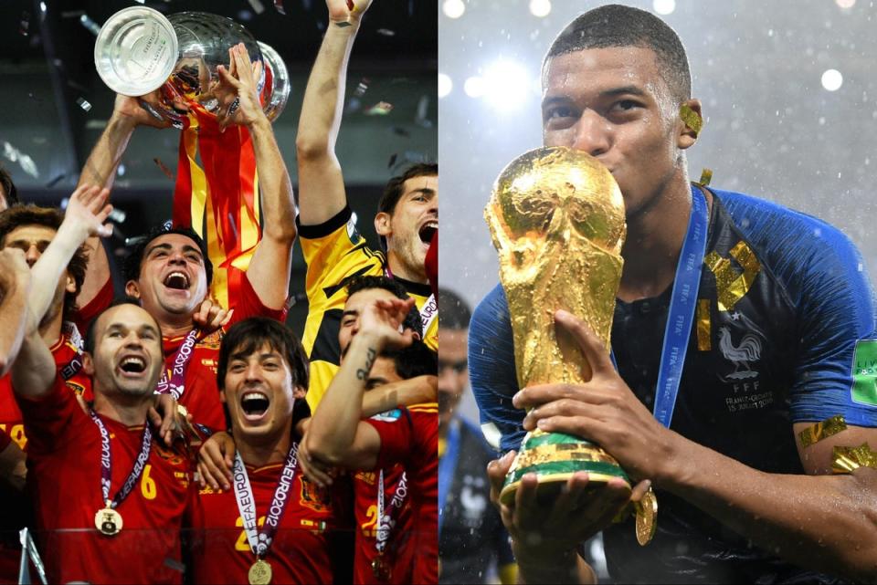 Spain and France have both won major trophies in the 21st cenury but which of their approaches will work this time?  (Independent / Getty Images)