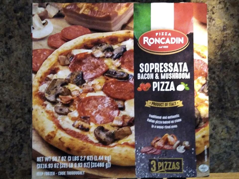 Roncadin's frozen bacon-mushroom pizza at Costco