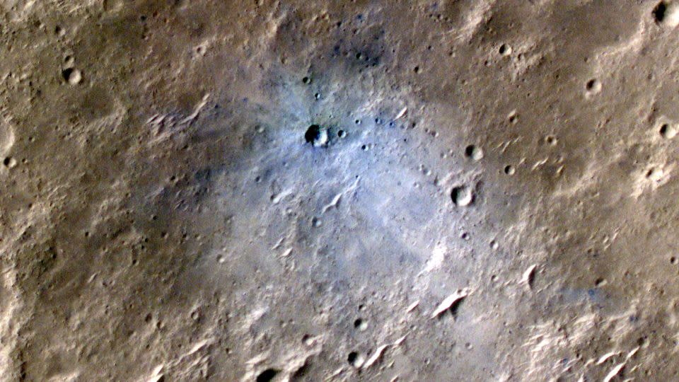 NASA's Mars Reconnaissance Orbiter captured an image of a meteoroid impact that was later associated with a seismic event detected by the agency's InSight lander. This crater was formed on May 27, 2020. - NASA/JPL-Caltech/University of Arizona