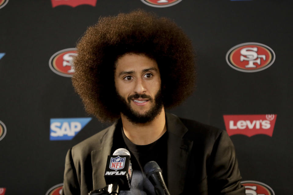 Former 49ers quarterback Colin Kaepernick is helping those in need. (AP Photo)