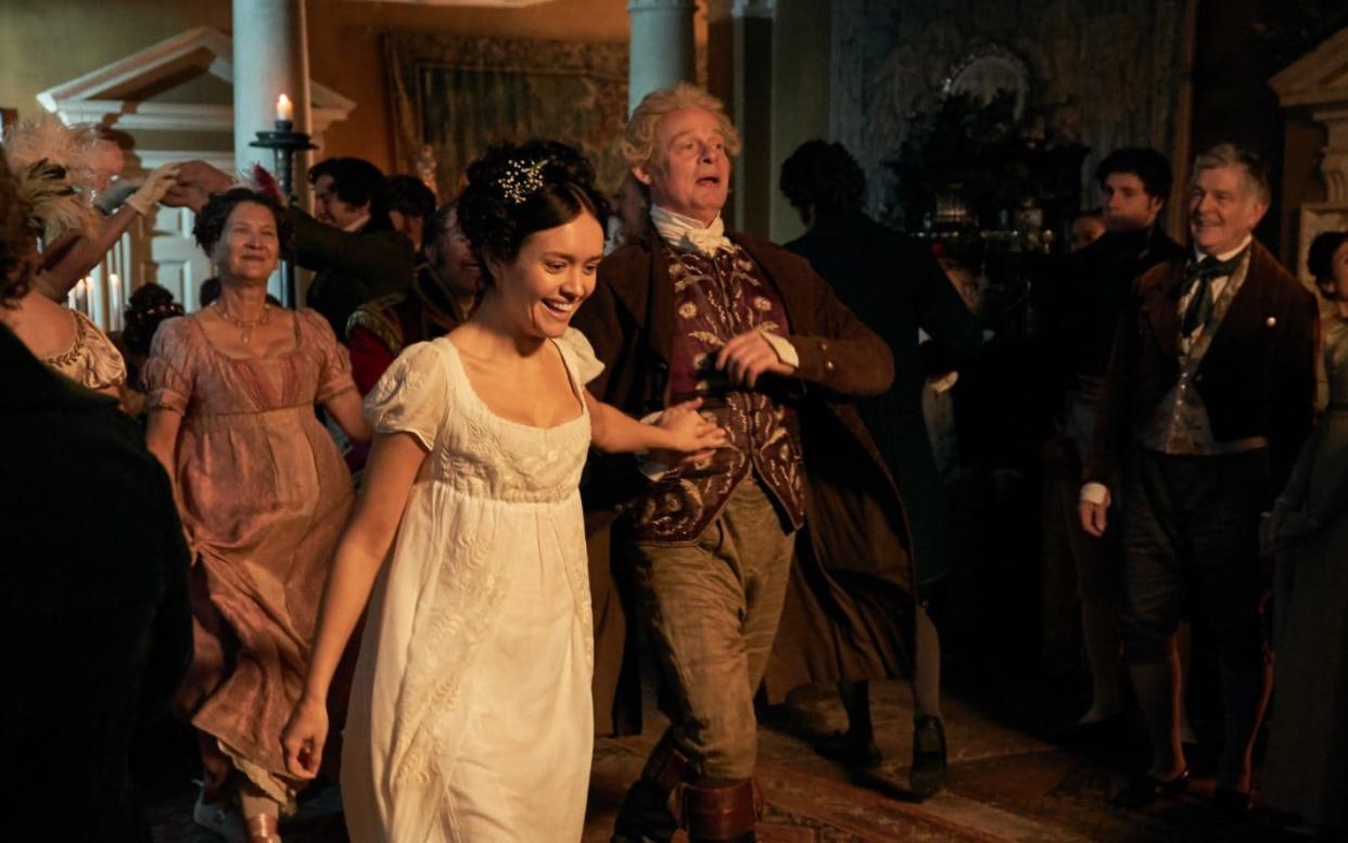 Olivia Cooke as Becky Sharp and Martin Clunes as Sir Pitt Crawley  - Robert Viglasky