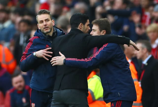 Arsenal manager Mikel Arteta puts plenty of faith in goalkeeper coach Inaki Cana (right) to find potential new signings. 