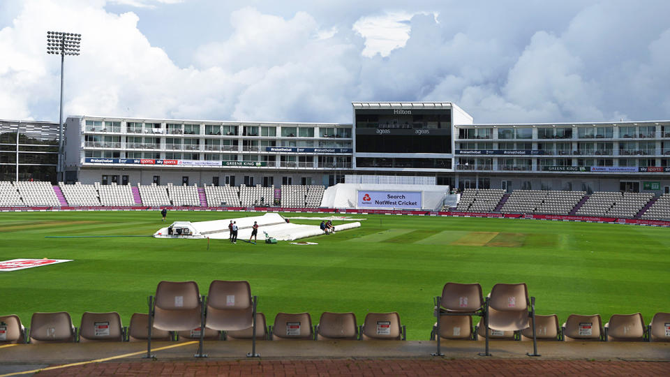 Grounds staff, pictured here working on the field before day five between England and Pakistan.