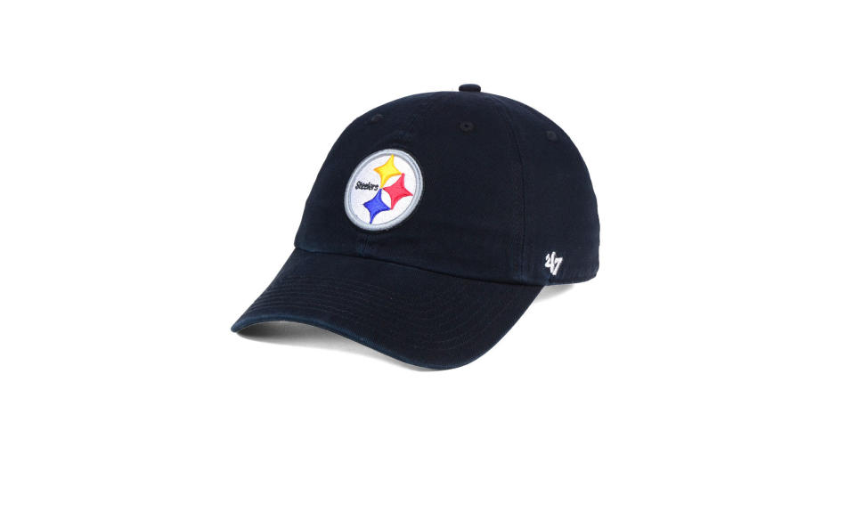 <p>Pittsburgh Steelers Clean Up hat, $25,<a rel="nofollow noopener" href="https://www.47brand.com/products/pittsburgh-steelers-47-clean-up-1" target="_blank" data-ylk="slk:47brand.com;elm:context_link;itc:0;sec:content-canvas" class="link "> 47brand.com</a> </p>