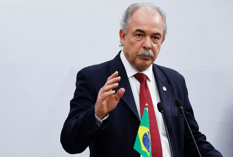 FILE PHOTO: Aloizio Mercadante speaks during a news conference, at the Brazilian Embassy in Beijing