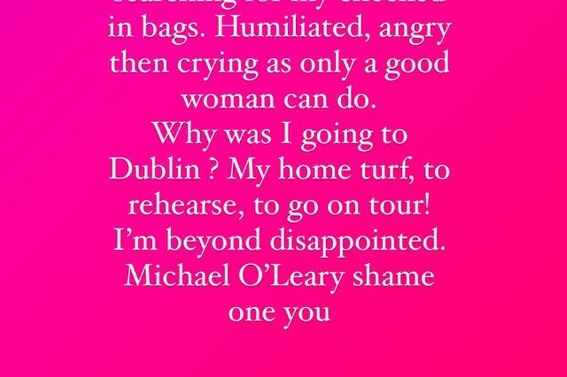 Sharon blasted Ryanair's Michael O'Leary after the incident