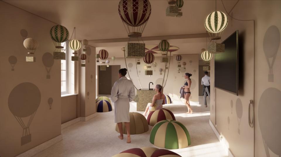 The new building’s “hot air balloon relaxation room.” Courtesy of QC New York