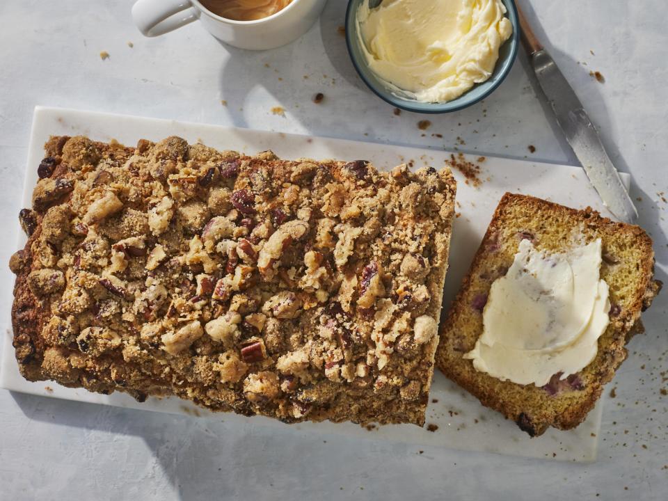 Rhubarb Bread With Pecan Streusel