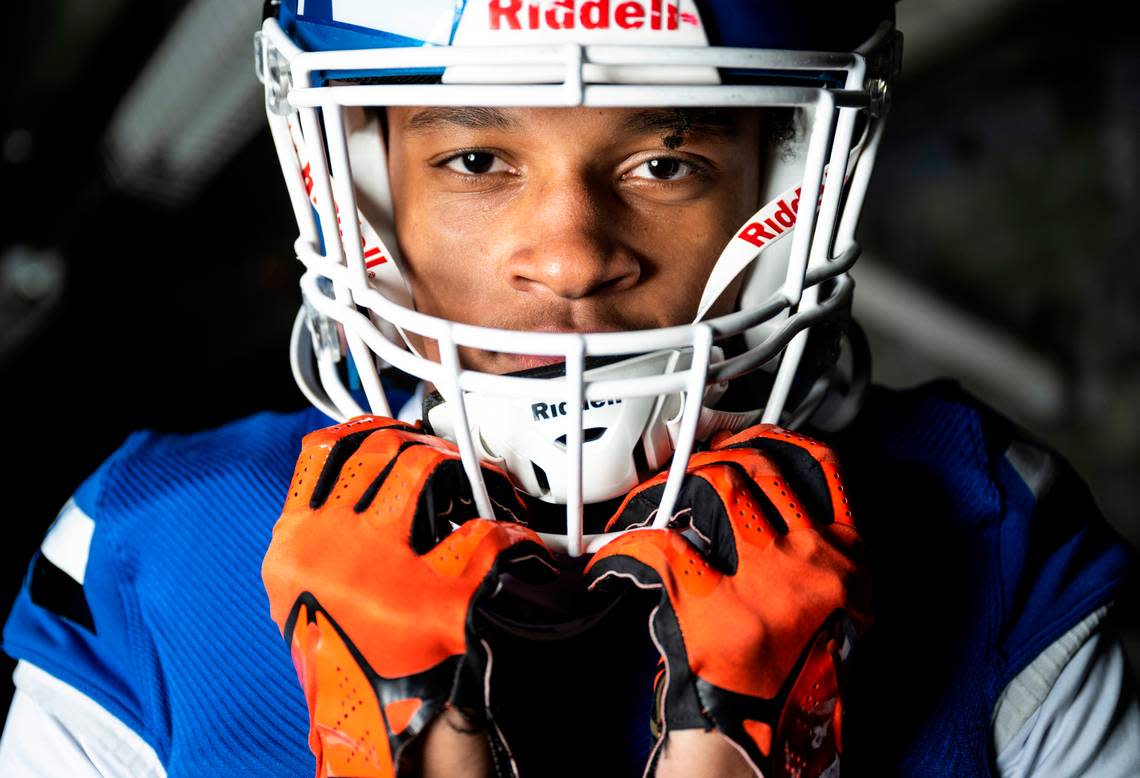 Federal Way senior Andre Jordan poses for a portrait after being selected as a defensive back for the News Tribune’s 2022 all-area football team, at Mount Tahoma High School in Tacoma, Wash. on Dec. 4, 2022.