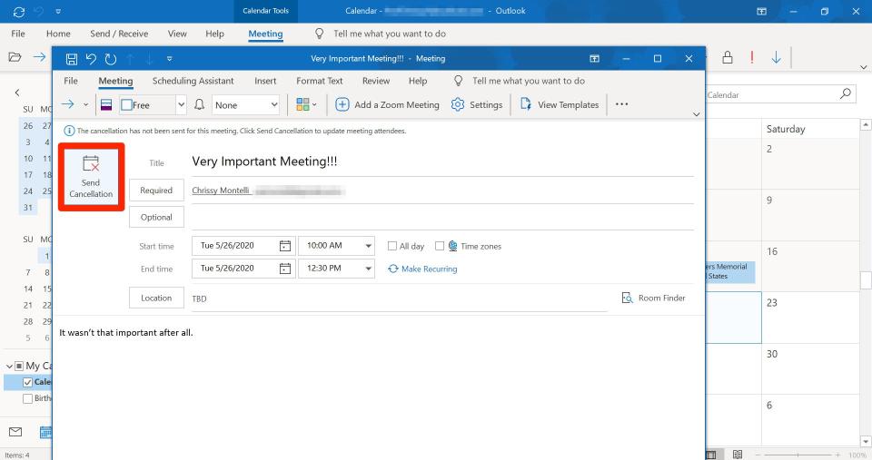 How to cancel meeting in Outlook   3