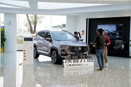 A Baojun RS-5 car is seen at a Baojun showroom in Liuzhou, Guangxi Zhuang Autonomous Region, China, February 28, 2019. REUTERS/Aly Song