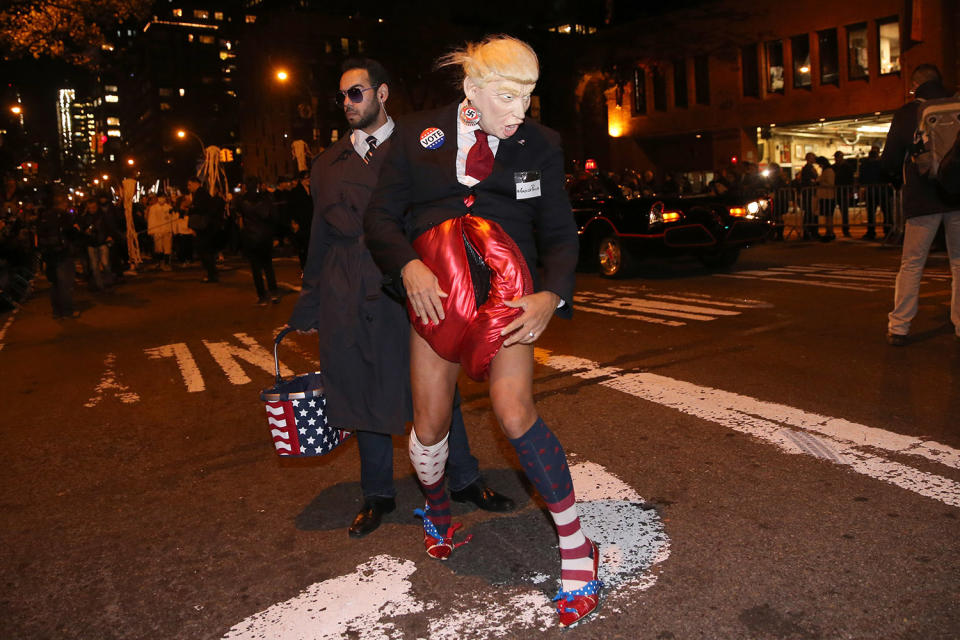 Trump wigs and Hillary masks: Political satire was on parade at Halloween in NYC
