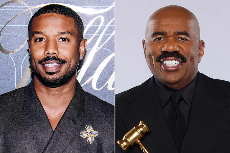 <p>Nina Westervelt/Variety via Getty; Matt Sayles/ABC via Getty</p> Michael B. Jordan and Steve Harvey shared a hug 