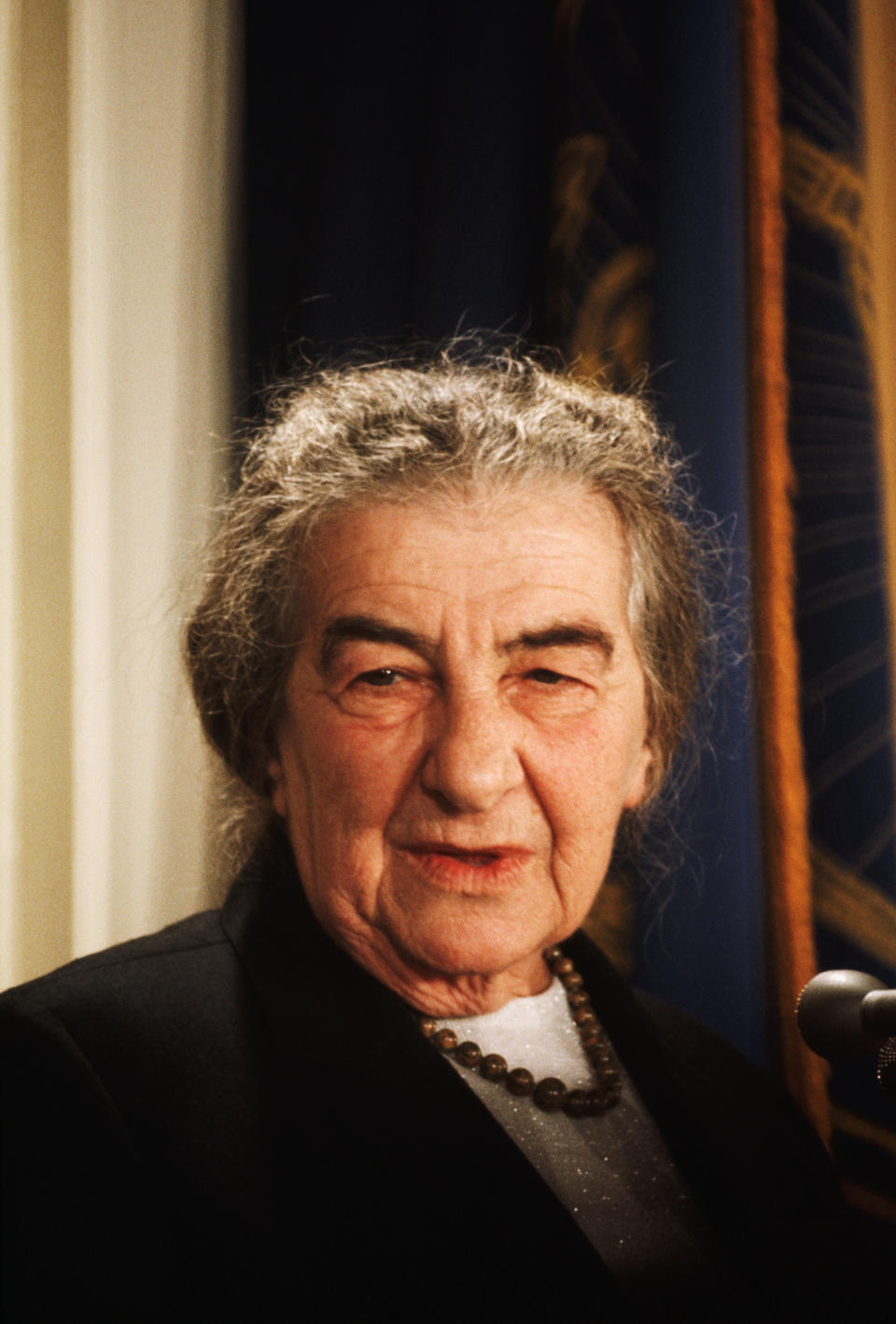 Golda Meir speaking at National Press Club Luncheon (Wally McNamee / Corbis via Getty Images)