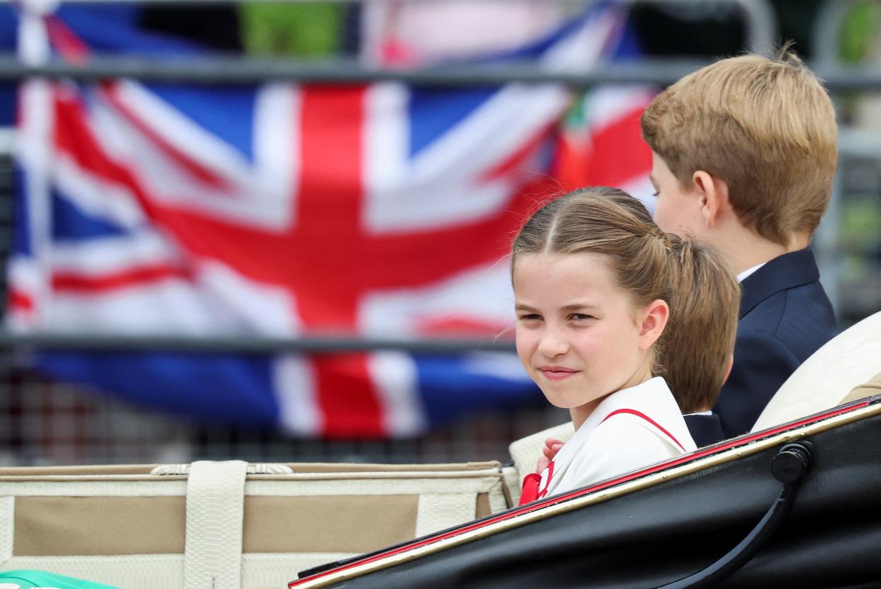 Princess Charlotte and Prince George attend the Trooping the Colour parade (REUTERS)