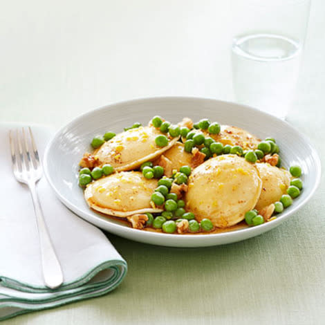 Ravioli with Peas and Brown Butter Sauce