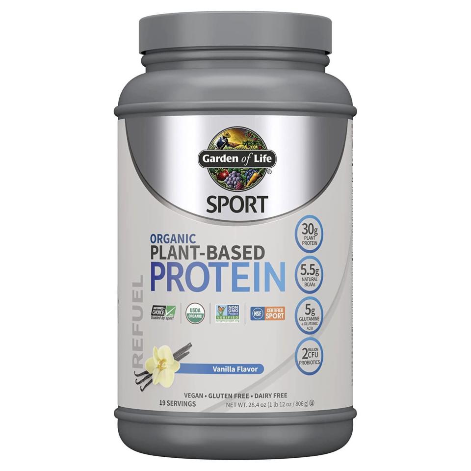 <p><strong>Garden of Life </strong></p><p>amazon.com</p><p><strong>$39.89</strong></p><p>A two-scoop serving of this top-rated option will net you 30 grams of protein—more than enough for even the toughest workouts. It’s also got organic cherries, turmeric, and goji berries to support muscle recovery after a tough workout. “This protein powder is top notch,” one Amazon reviewer explains. “I’ve been using it in smoothies for the past 10 days, and am happy to report it doesn’t cause any discomfort, bloating, or stomach aches, as I experienced with some other protein powders.”</p><p><em><strong>Nutrition per two-scoop serving</strong>: 160 cal, 3 g fat (0.5 g sat fat), 7 g carb (2 g fiber), 30 g pro, </em></p>