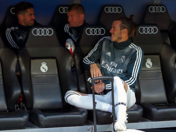 Gareth Bale was seen laughing while Real Madrid suffered a 2-0 defeat against Real Betis (EPA)