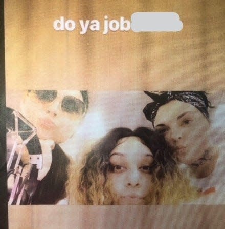 Social media post, allegedly made by three female Felony Lane Gang members,  who police say taunted them on Instagram to "do ya job."