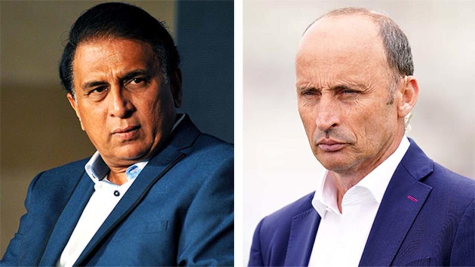 Naser Hussain (pictured right) during commentary and Sunil Gavaskar (pictured left) at a media conference.