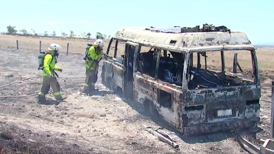 A police officer has miraculously saved an elderly man and his dog after their van became engulfed in flames north of Rockhampton in Central Queensland. Source: 7 News