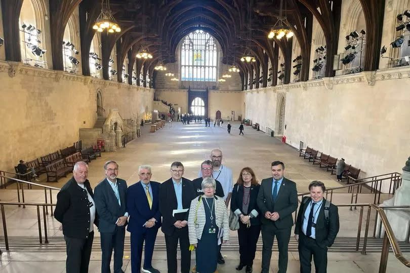 Motherwell and Wishaw MP Marion Fellows welcomed three former sub-postmasters who lost thousands of pounds or were wrongly convicted in the Post Office scandal to Westminster. -Credit:WSH]