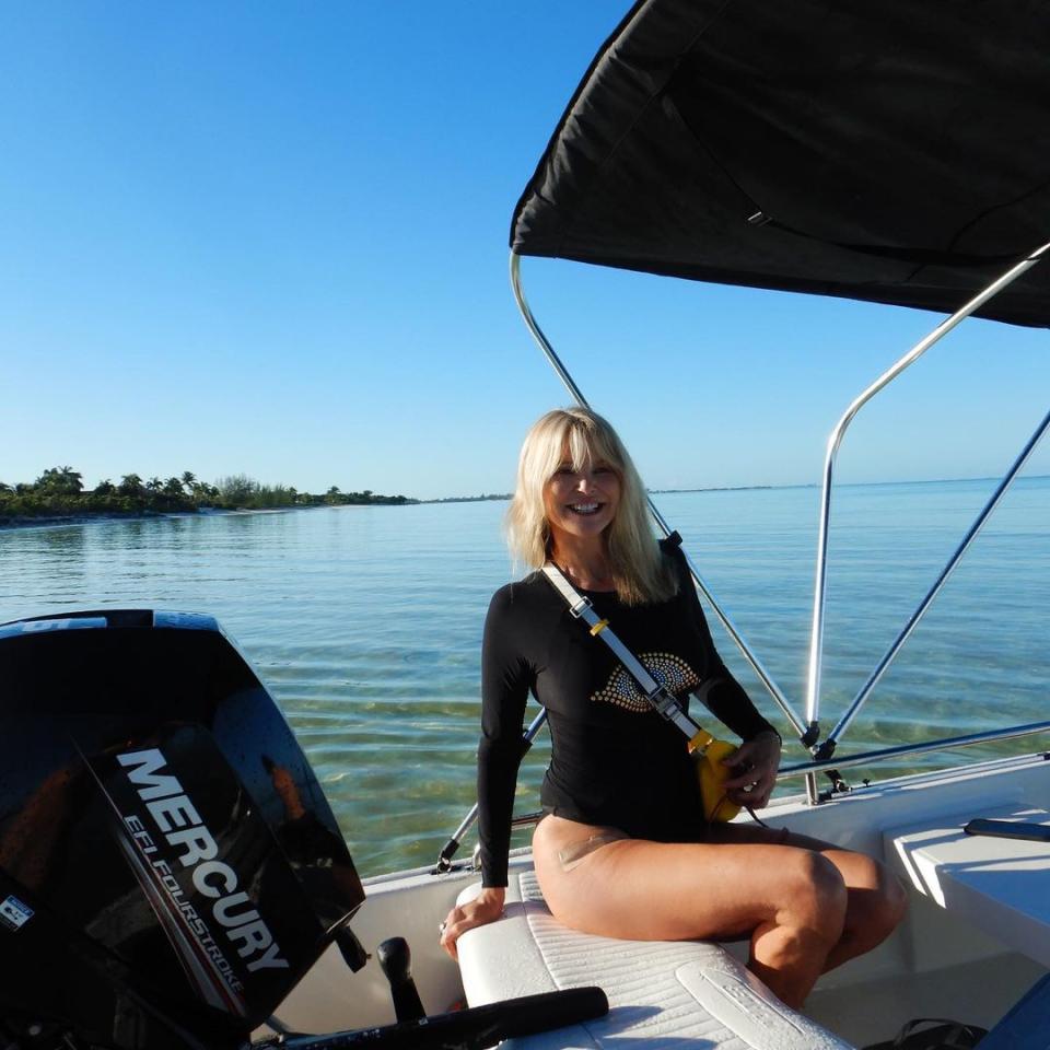 Christie Brinkley on a boat