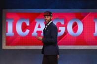 <p>NEW YORK, NY – JUNE 23: Denzel Valentine walks off stage after being drafted 14th overall by the Chicago Bulls in the first round of the 2016 NBA Draft at the Barclays Center on June 23, 2016 in the Brooklyn borough of New York City. (Photo by Mike Stobe/Getty Images) </p>