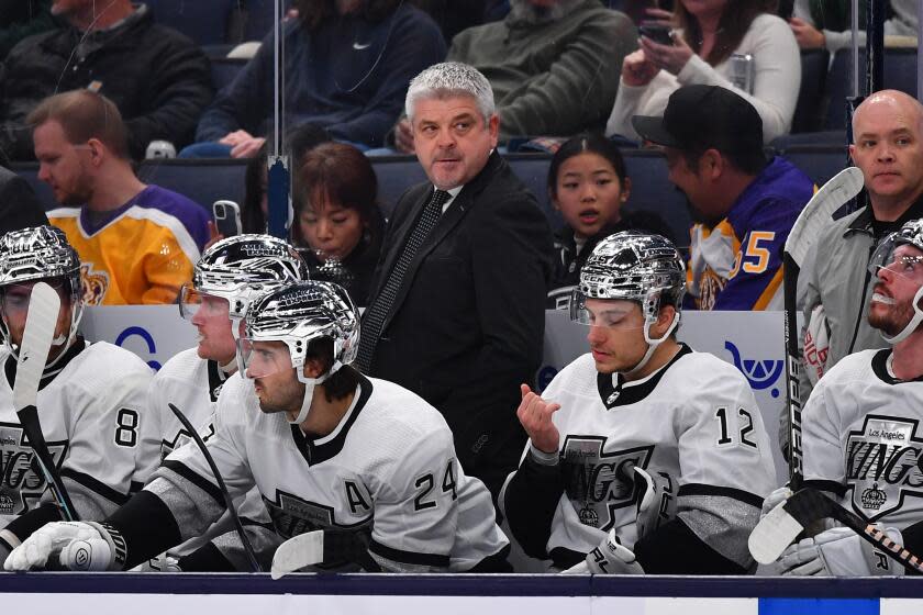 COLUMBUS, OHIO - December 5: Head coach Todd McLellan of the of the Los Angeles Kings.