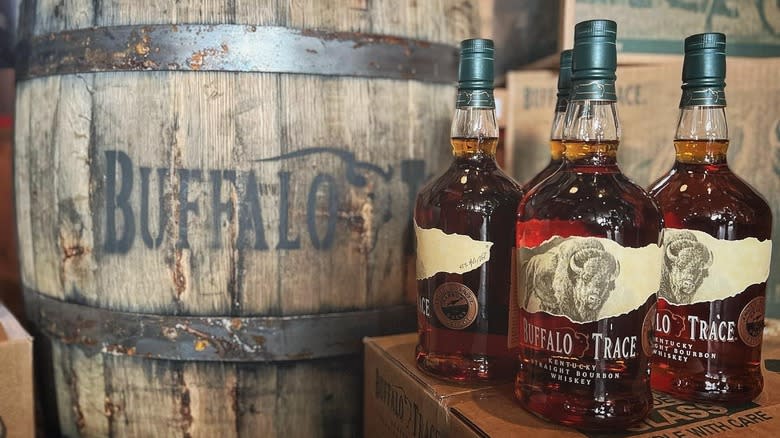 buffalo trace bottles and barrel