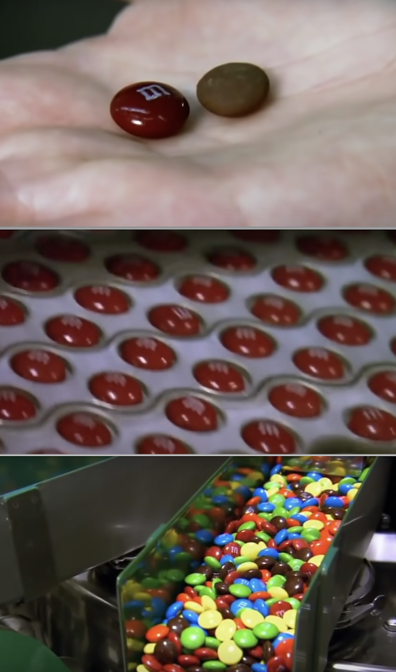 M&M's being made in the factory