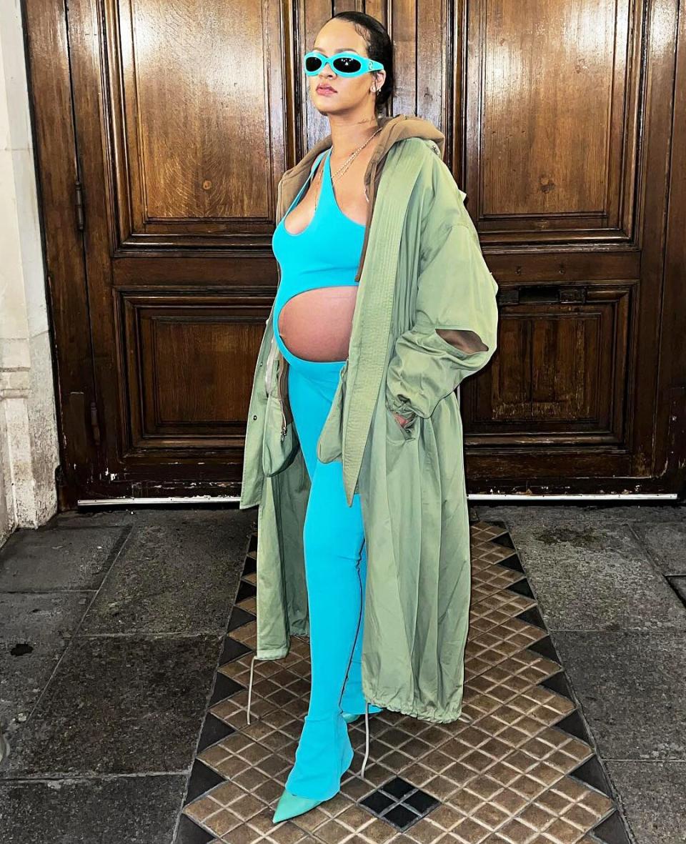 Rihanna Stuns in Aqua Blue Ensemble