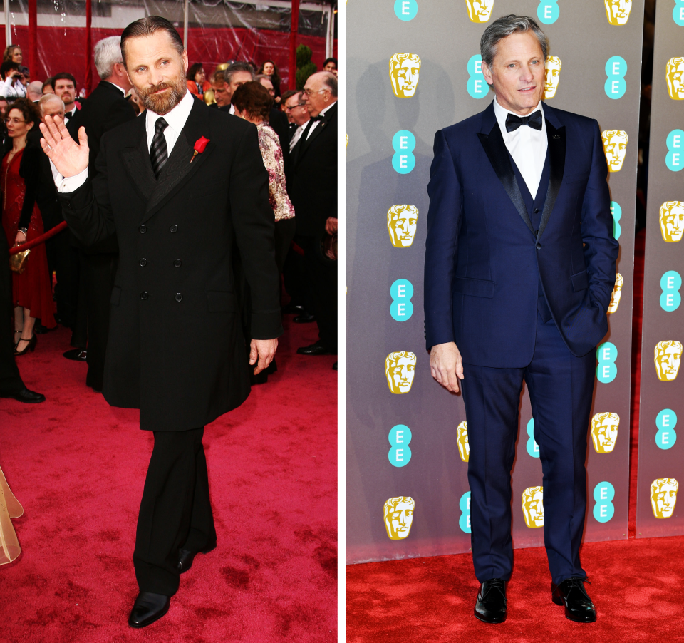 Left, at the Oscars on February 24, 2008; right, at the 2019 BAFTAs on February 10.