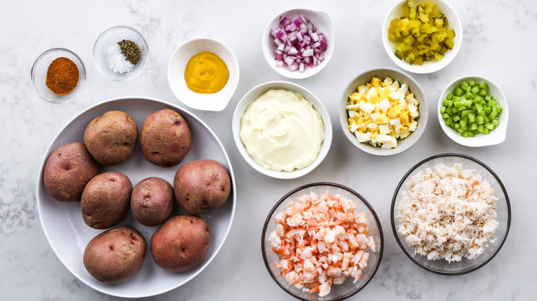 ingredients for seafood potato salad