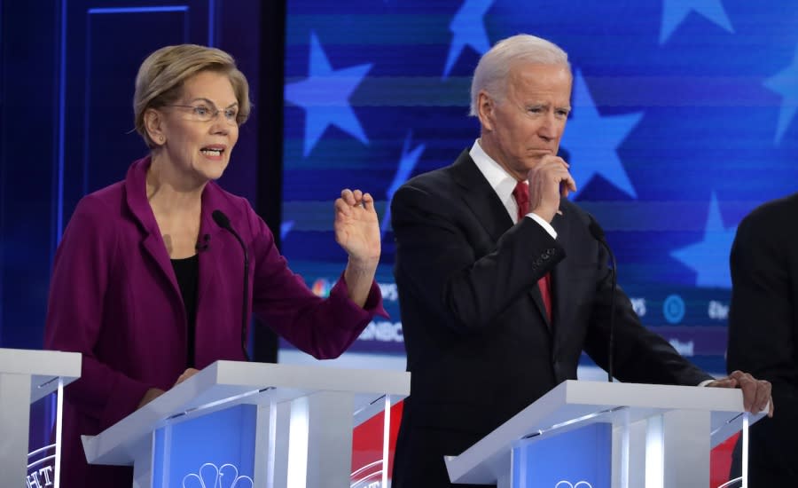 Sen. Elizabeth Warren and former Vice President Joe Biden at the Democratic debates