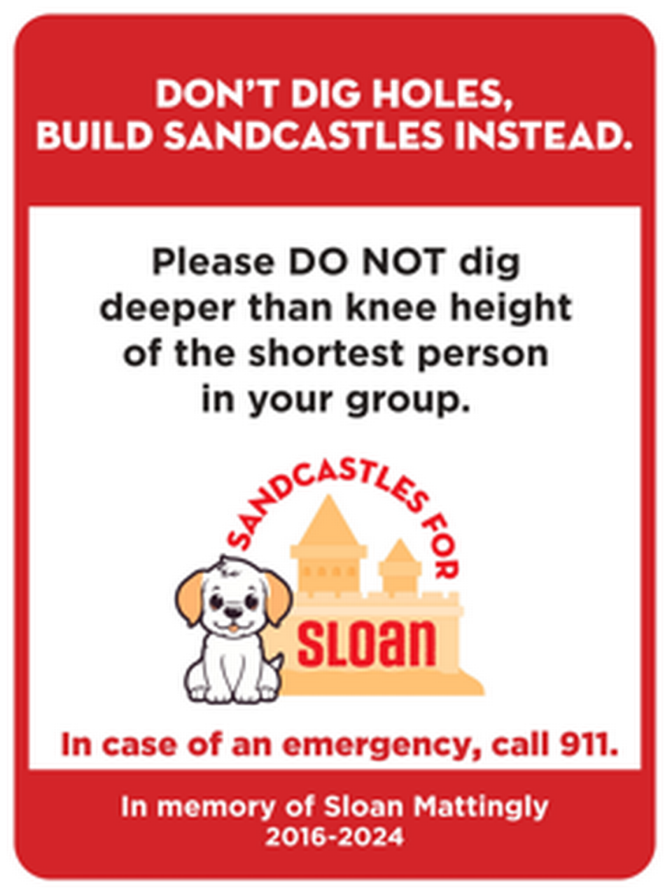 Campaña de seguridad en la playa Sandcastles for Sloan Beach