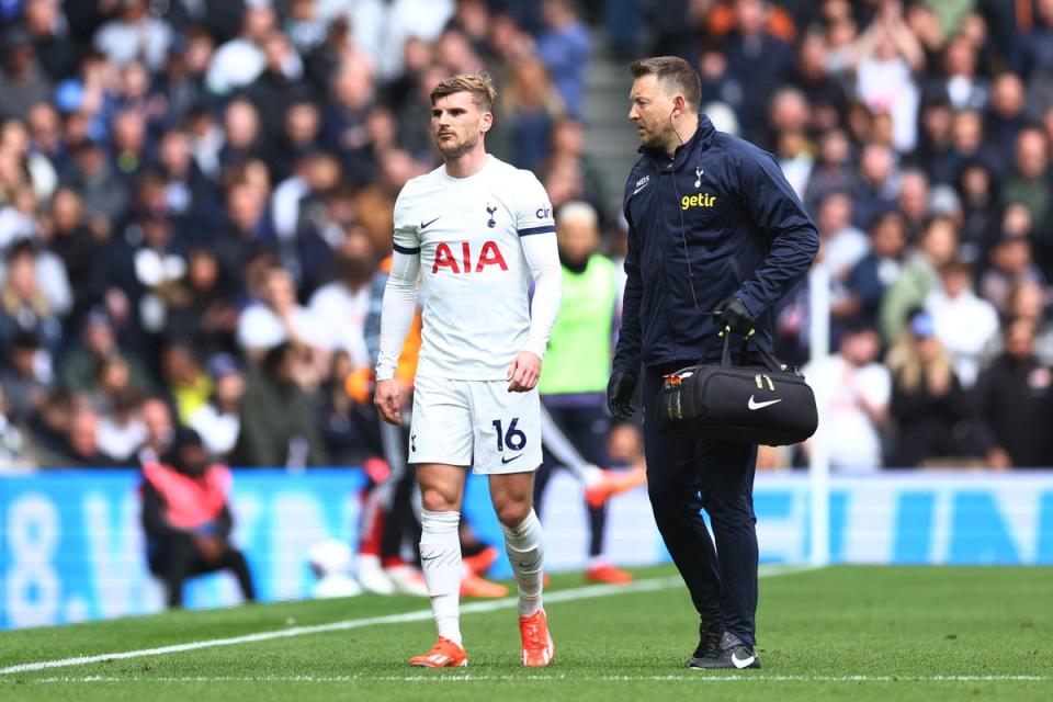 Anxious wait: Tottenham loanee Timo Werner will hope to have avoided serious injury (Getty Images)